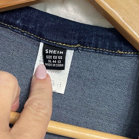 SHEIN Dark Denim Zip Front Jean Wide Leg Jumpsuit Sz XL - Picture 12 of 14